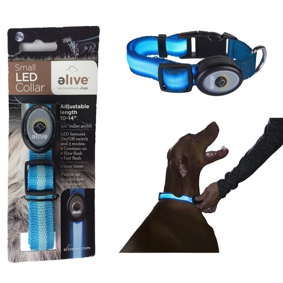 NWT ELIVE LED SM DOG COLLAR, LIGHT BLUE - Picture 1 of 11